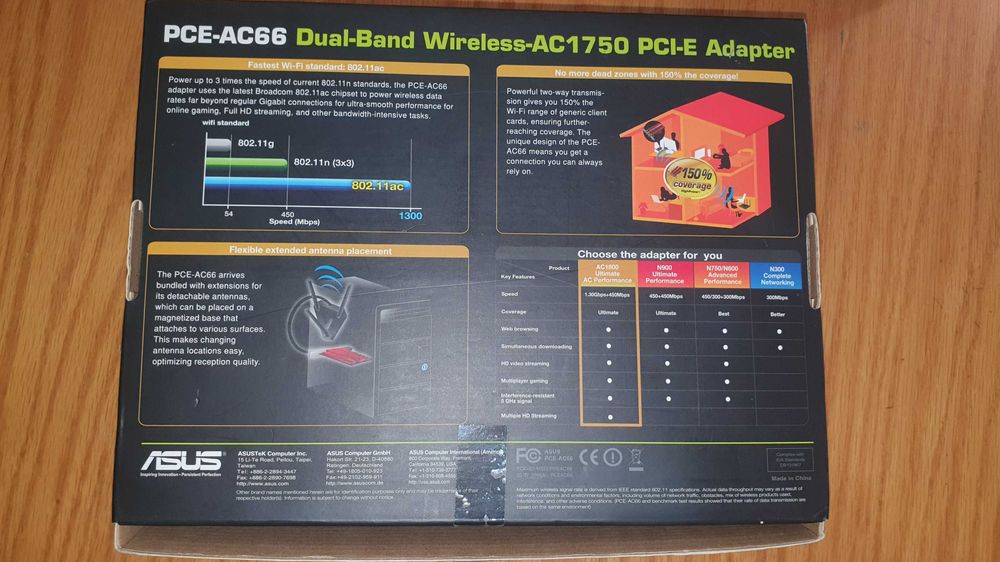 Placa PCI-E wifi ASUS PCE-AC66 Dual- Band AC1750
