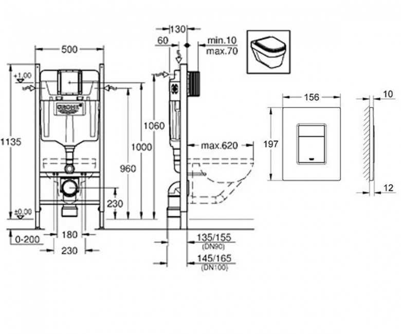 Інсталяція для унітаза Grohe Rapid SL 3873200A 4-в-1 з клавішею