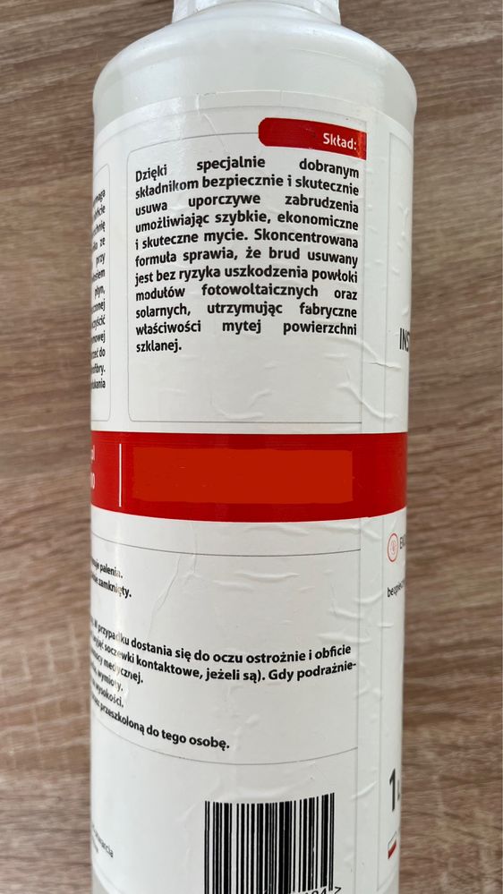 Płyn do czyszczenia instalacji fotowoltaicznych i solarnych, paneli