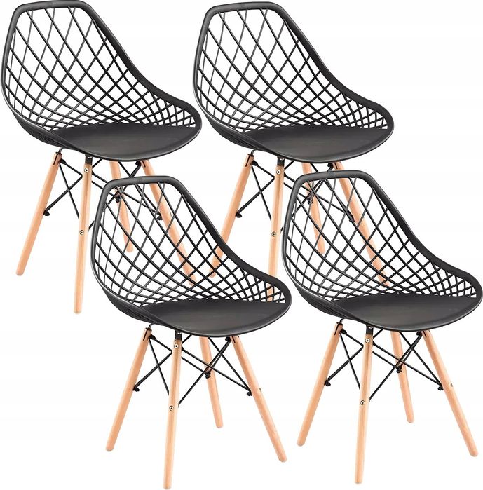 Stół fi80 black+4xkrzesło DSW czarne