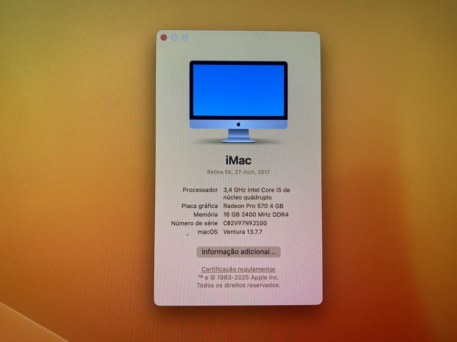 IMac 27” - 2017 c/teclado e rato apple