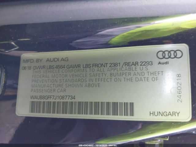 AUDI A3 2.0T Premium Plus 2018