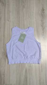 Fioletowy Crop top dziewczęcy h&m nowy 134/140cm