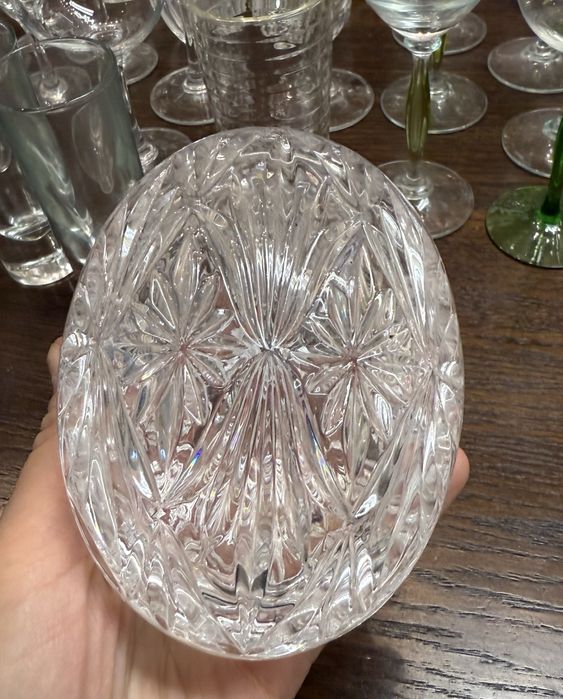 Puzdro Kryształowe jajo jajko dekoracja szklana szlifowane 1862