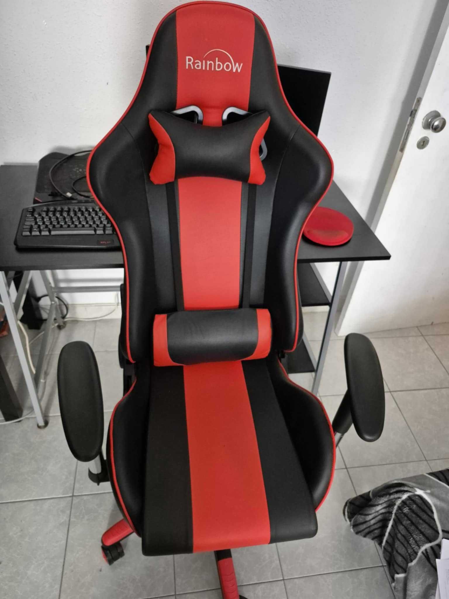 Monitor+teclado+Cadeira gaming+secretaria+suporte/cooler pc