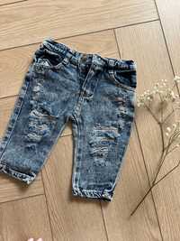 Jeansy spodnie dżinsowe z przetarciem rozmiar 74