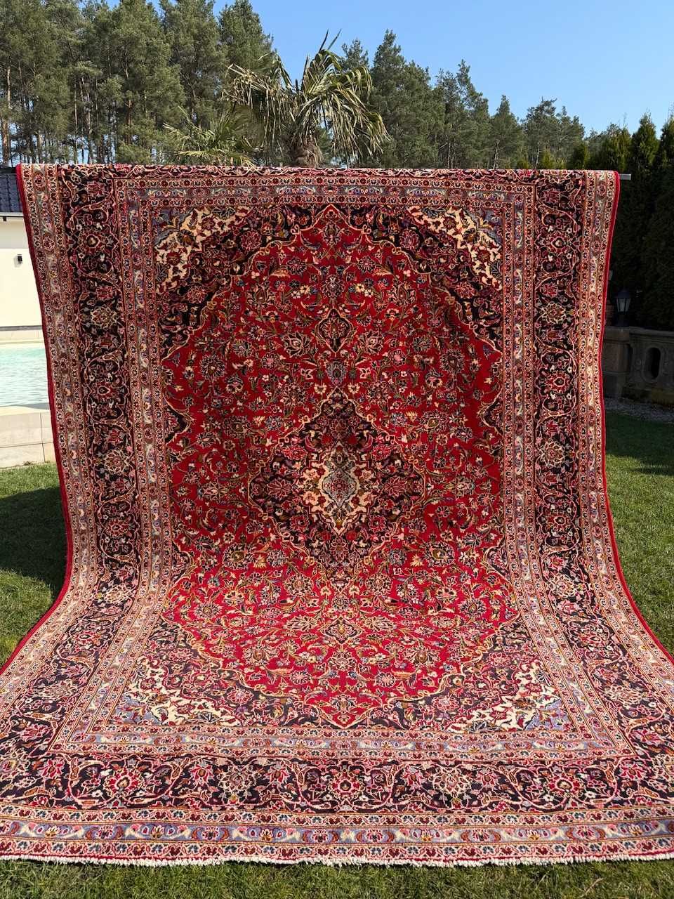 Kaszmirowy r.tkany dywan perski Keschan 390x290 galeria 29 tys