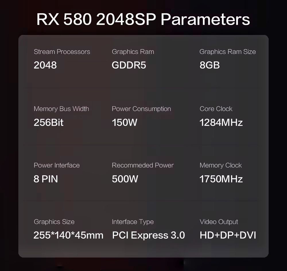 Нова Ігрова відеокарта RX 580 8GB GDDR5 256bit