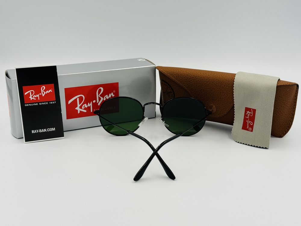 Солнцезащитные круглые очки Ray Ban Round Metal 3447 Green 50мм стекло