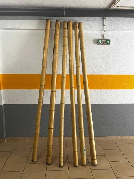6 postes de bambu em ótimo estado (240 cm / 10 cm)