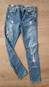 Zara S/36 jeansy rurki slim przecierane jeans niebieskie skinny