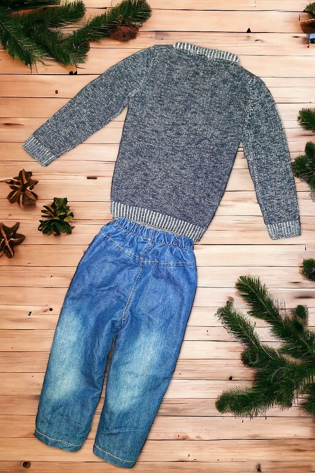 Детские зимние штаны джинсы на меху на 3 года 92-98р + свитер 92-98р