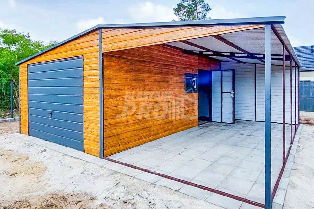 Garaż Blaszany 4x6m Wiata 4x6m Brama Uchylna Okno  Dwuspadowy GP431