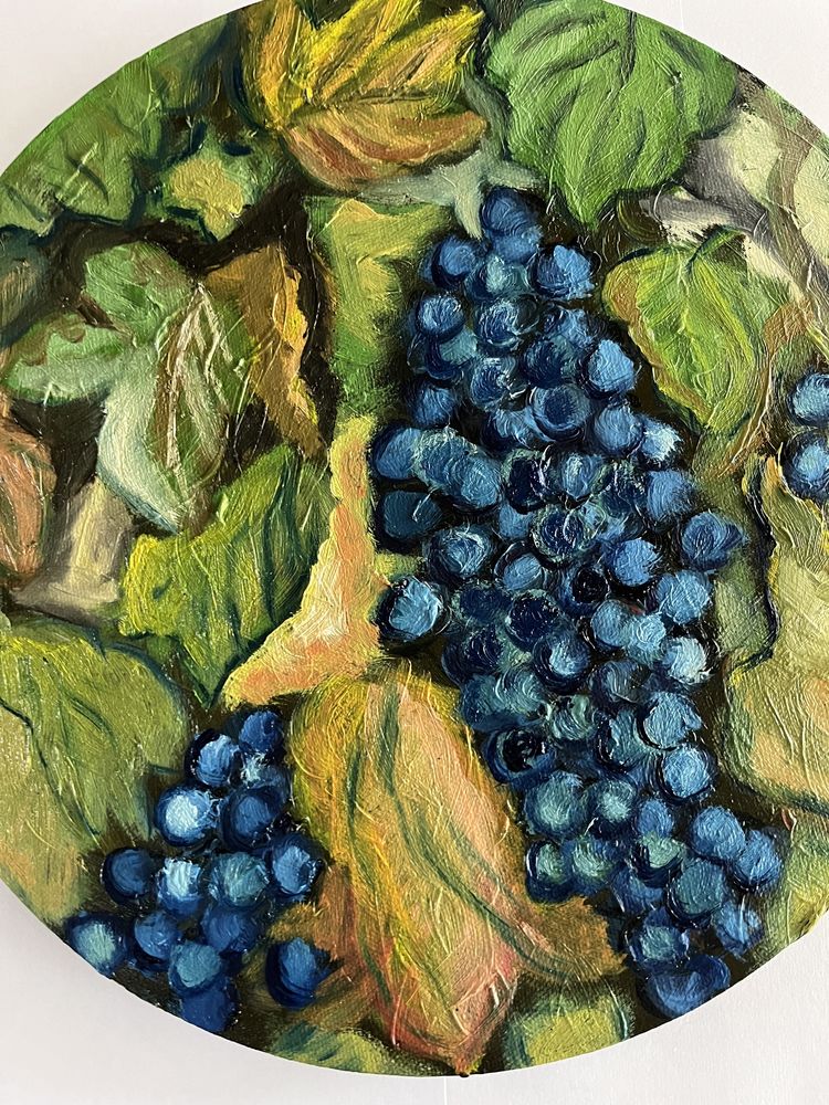 Obraz olejny na płótnie winogrona jesiennie