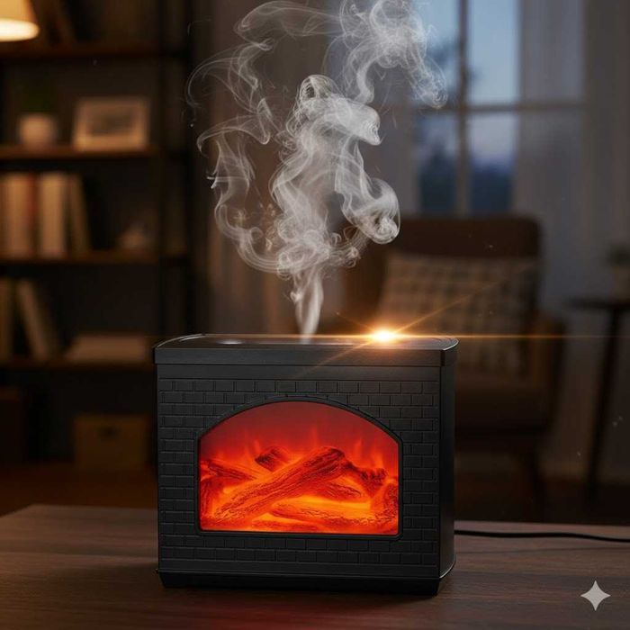 Зволожувач повітря з ефектом каміна LT-9058 — аромадифузор з LED підсв