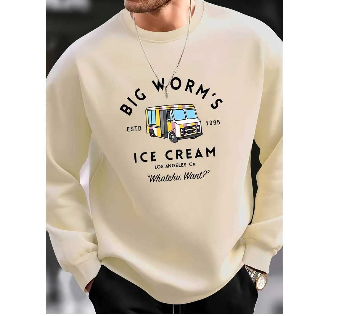 Bluza sweter męski nadruk z przodu nowa/XL