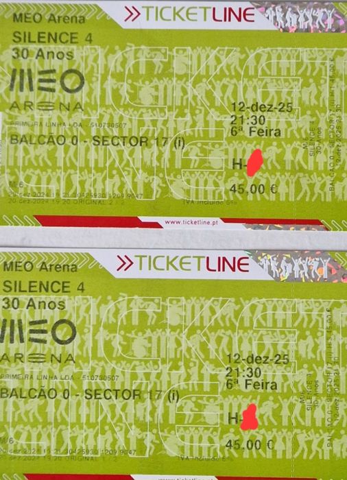 2 Bilhetes Silence 4 - 12 Dez - Bons Lugares