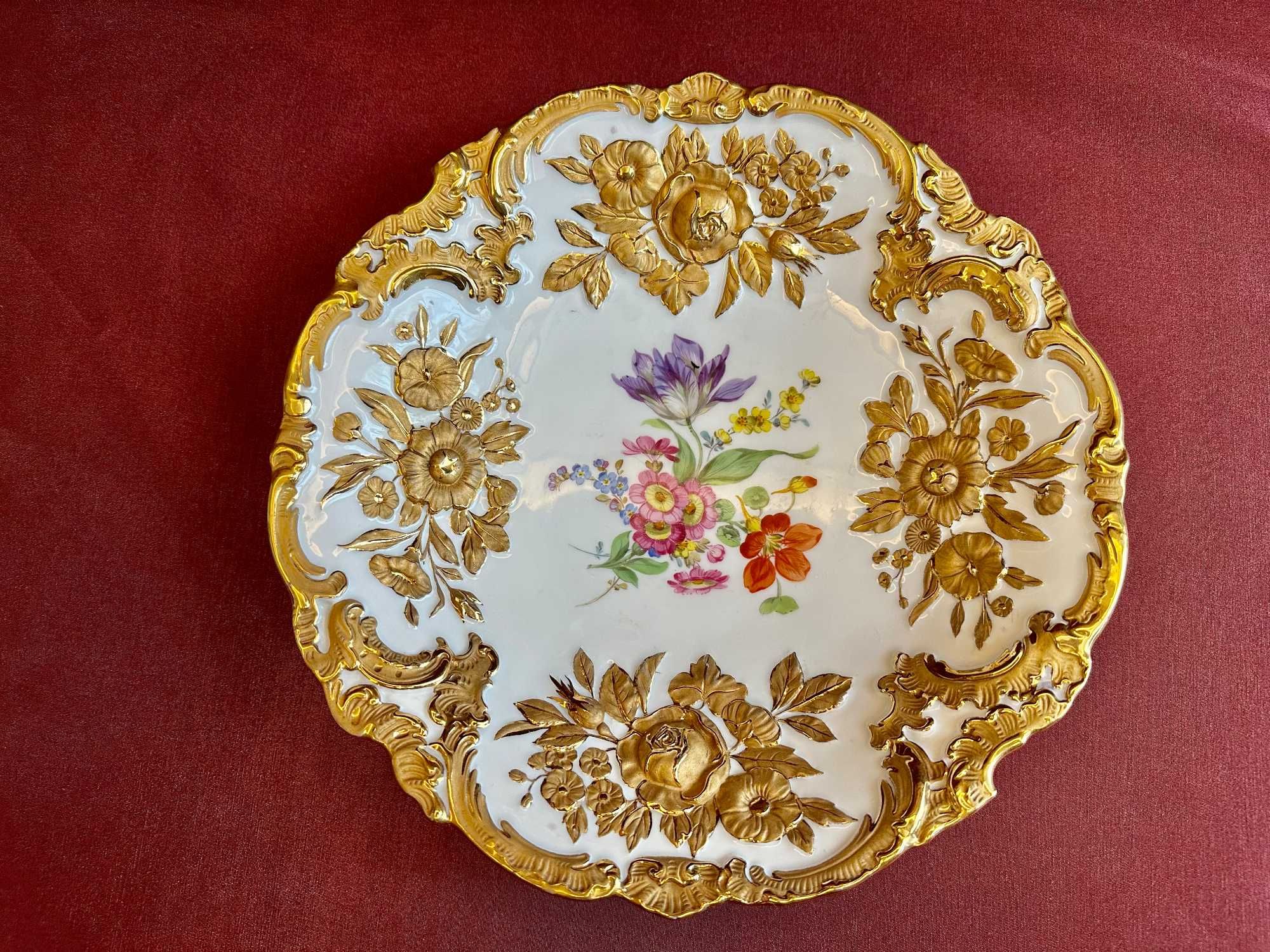 Miśnia Meissen patera bogate złoto BDB-27 cm