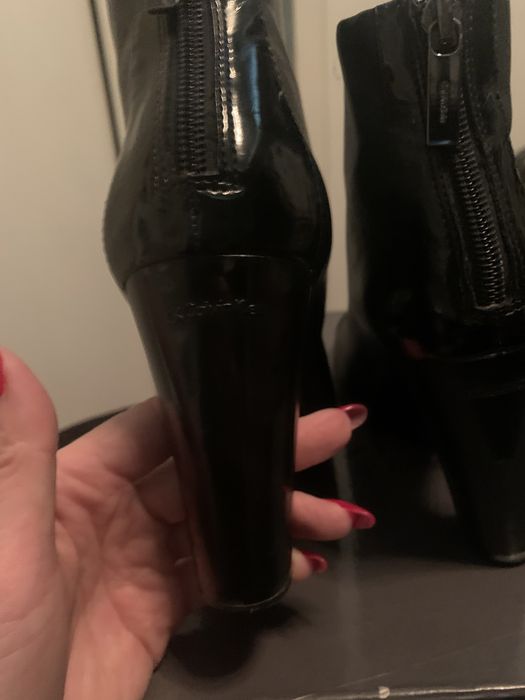 Skórzane czarne botki damskie Calvin Klein 38