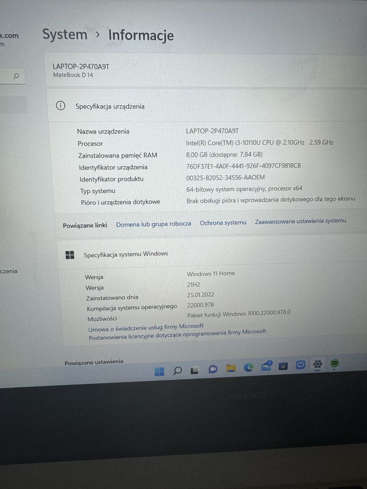 Laptop huawei matebook d14