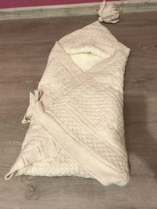 Вязаный зимний конверт-одеяло