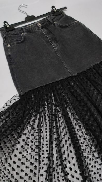 Джинсова спідниця з фатіном сіткою