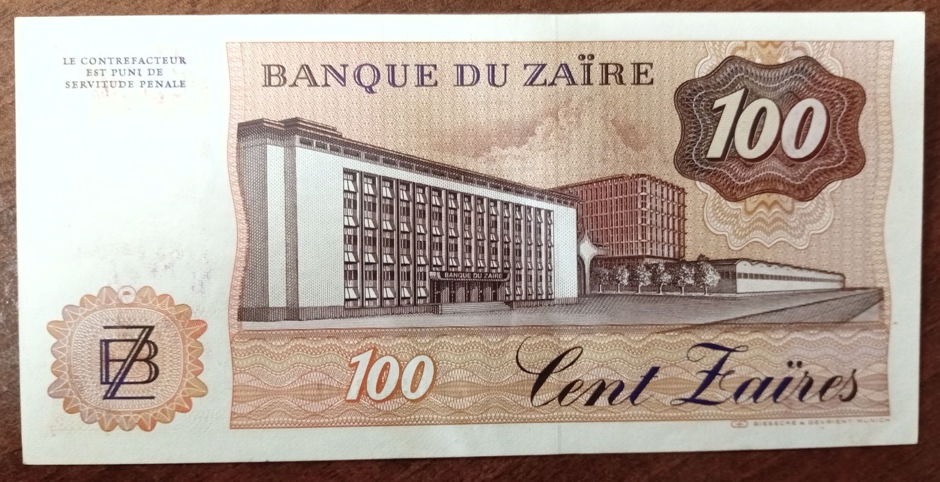 Nota de 100 Zaires Congoleses