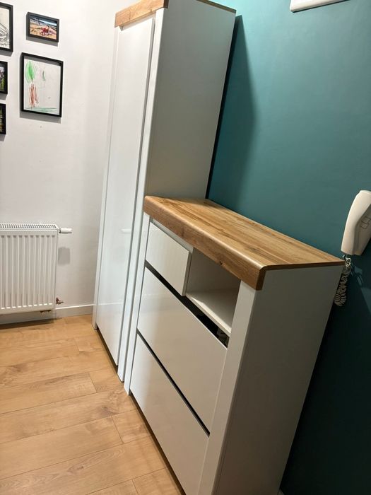 Szafa słupek + szafka na buty BRW Holten – biały/dąb Wotan – Plewiska