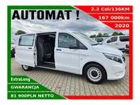 Mercedes-Benz vito ExtraLong *81900zł Netto*Brygadówka 6 osób 2.2 Cdi/136KM  Klimatyzacja, Webasto, Tempomat, Czujniki, Kamera,Grzane siedzenie Hak