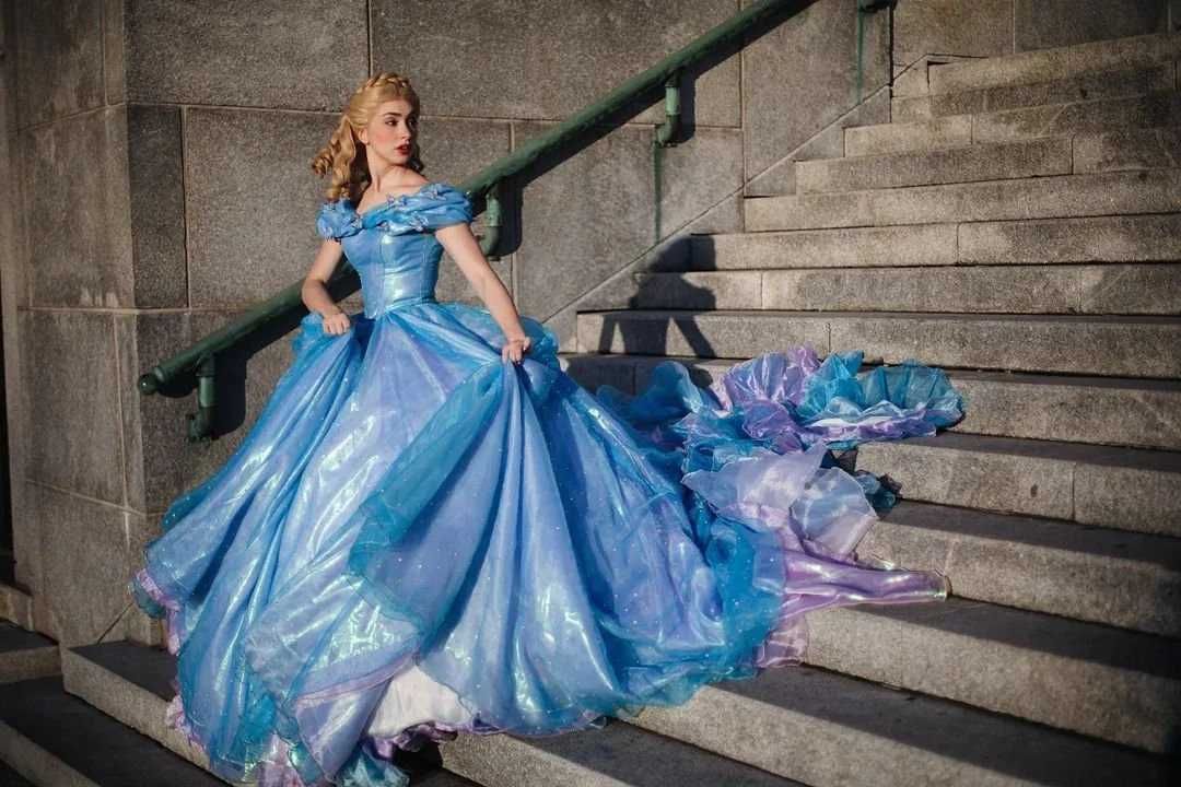 Vestido noiva cetim+ tule antigo inspirado vestido azul da Cinderella