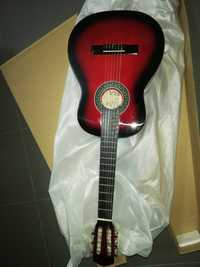 Guitarra clássica vermelha 1/4 e kit novos para crianças