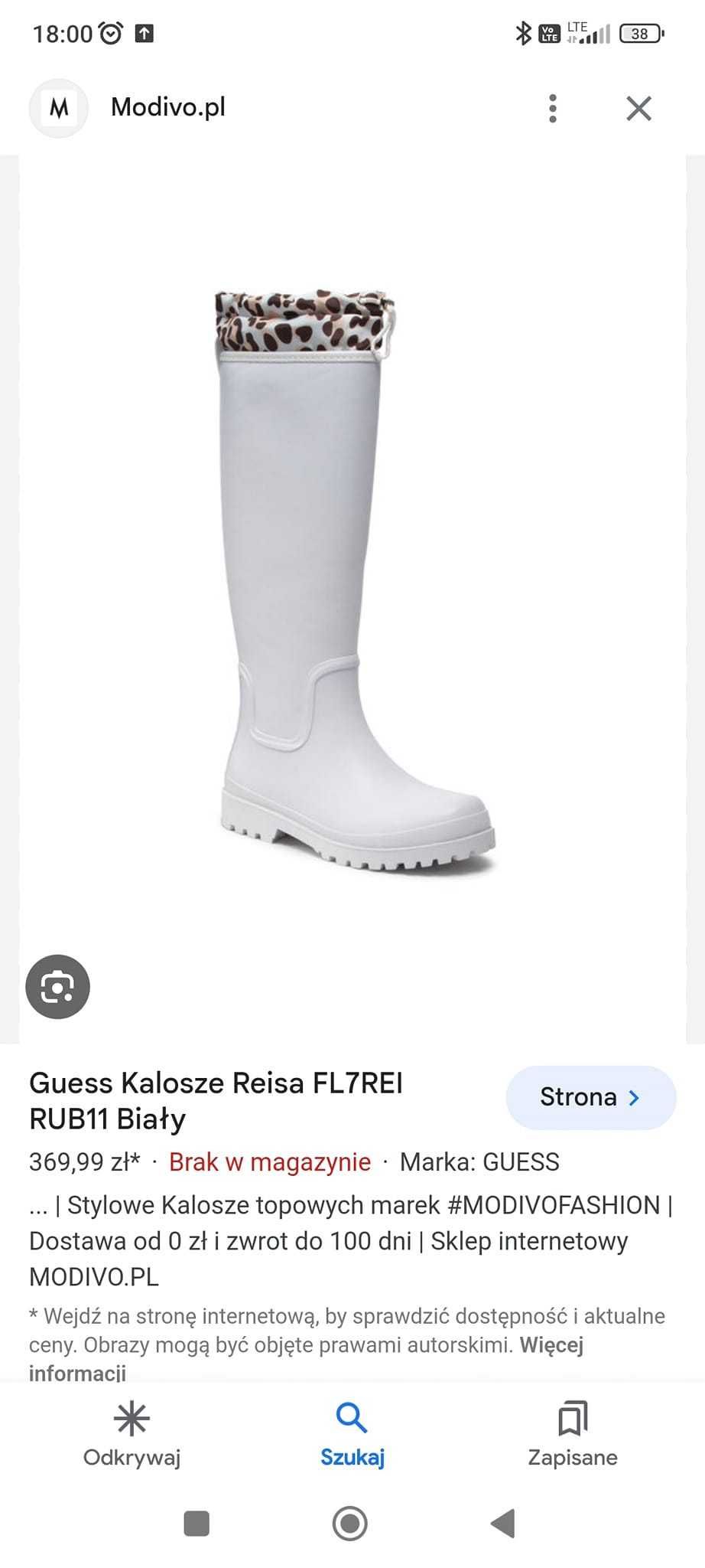 Kalosze GUESS białe r. 38 nowe