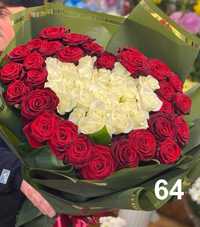Николаев цветы.  41 белая и красная роза