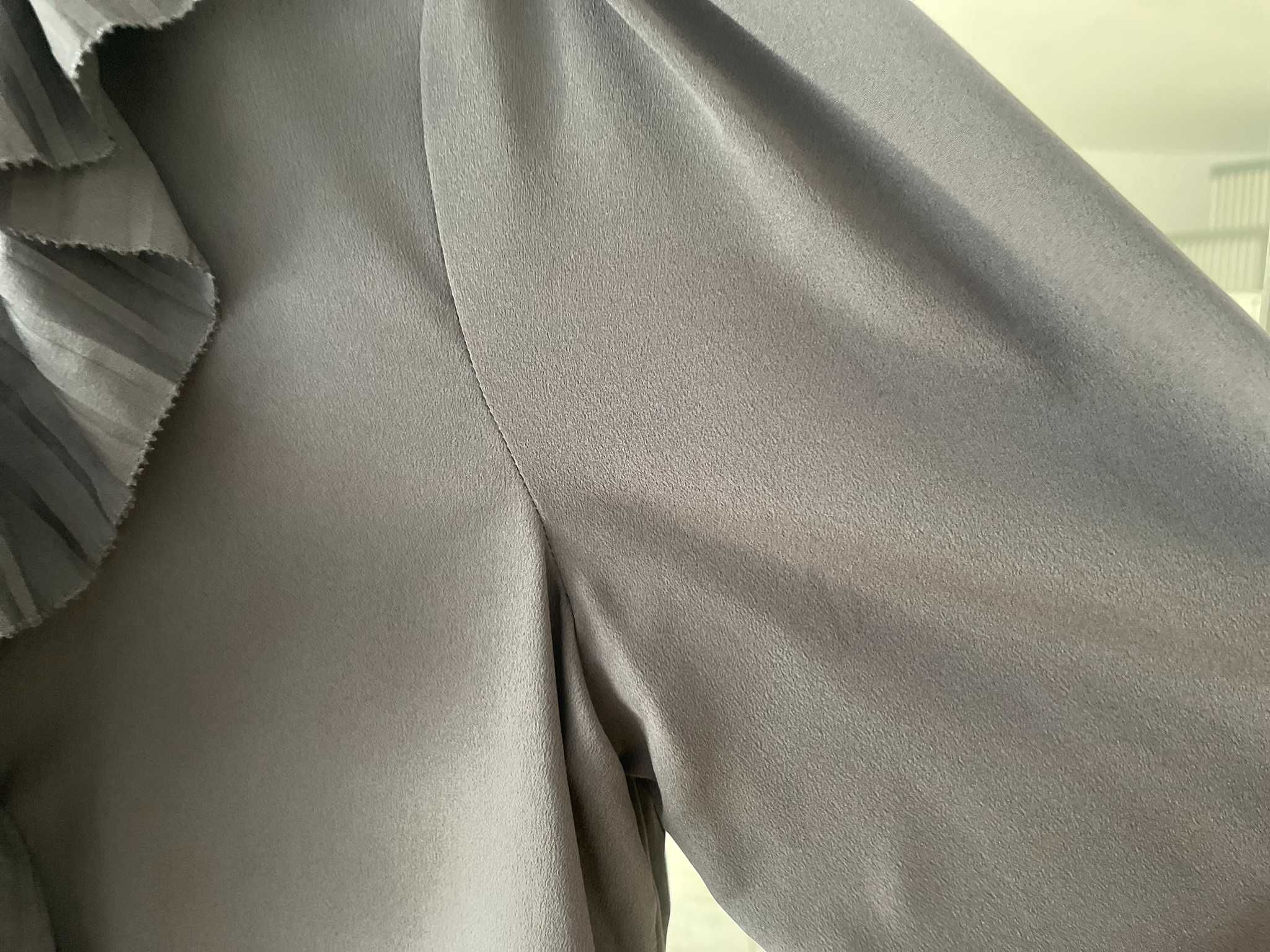 Costes Rebel bluzka grafitowa żabot plisy elegancka oversize L 40