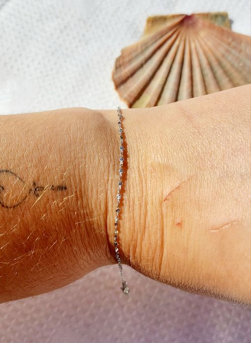 Conjunto de colar e pulseira de aço inoxidável prateado