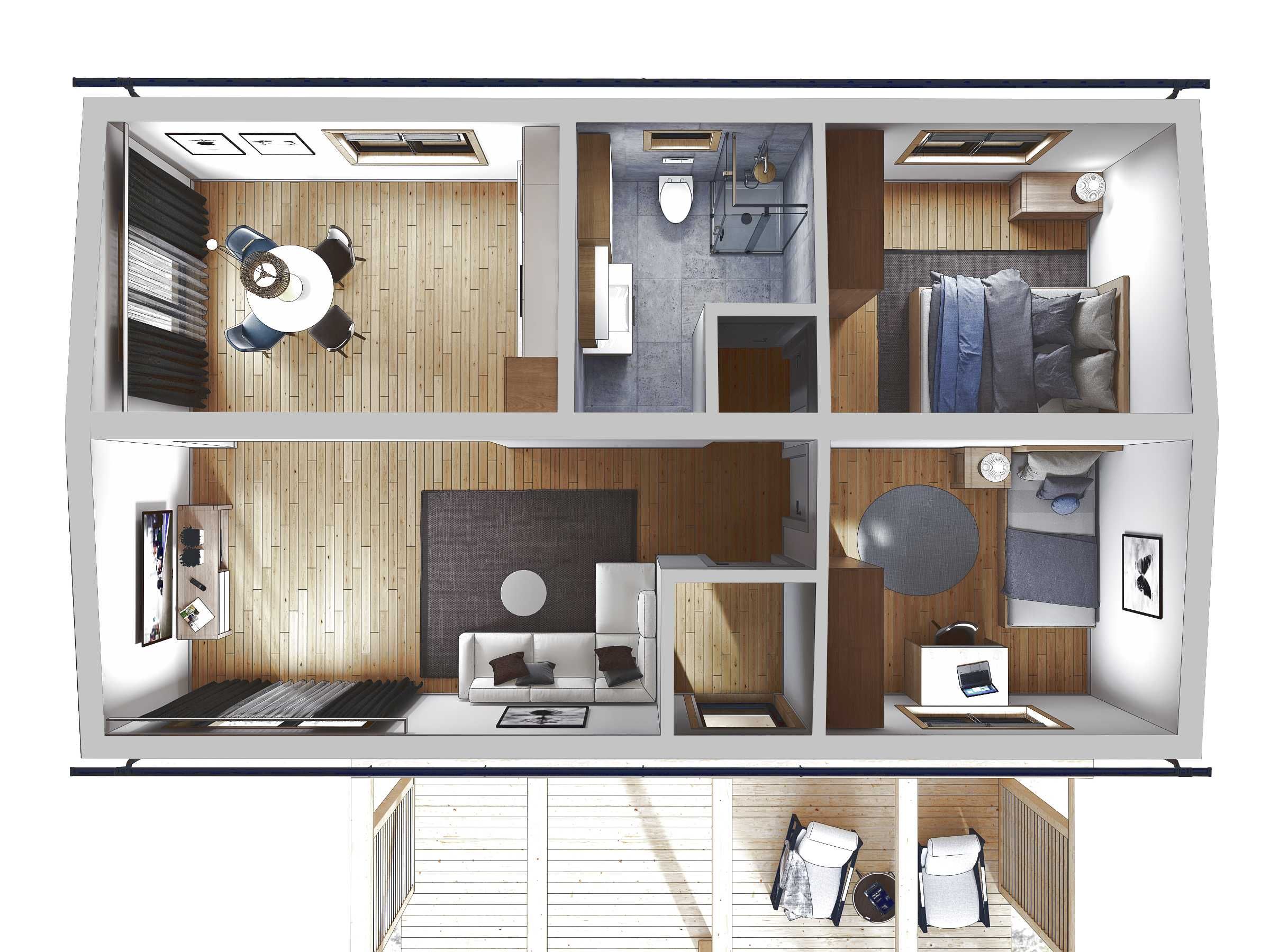 Eco Small House - Dom modułowy 65m2 całoroczny pod klucz,2x33m2, 70m2