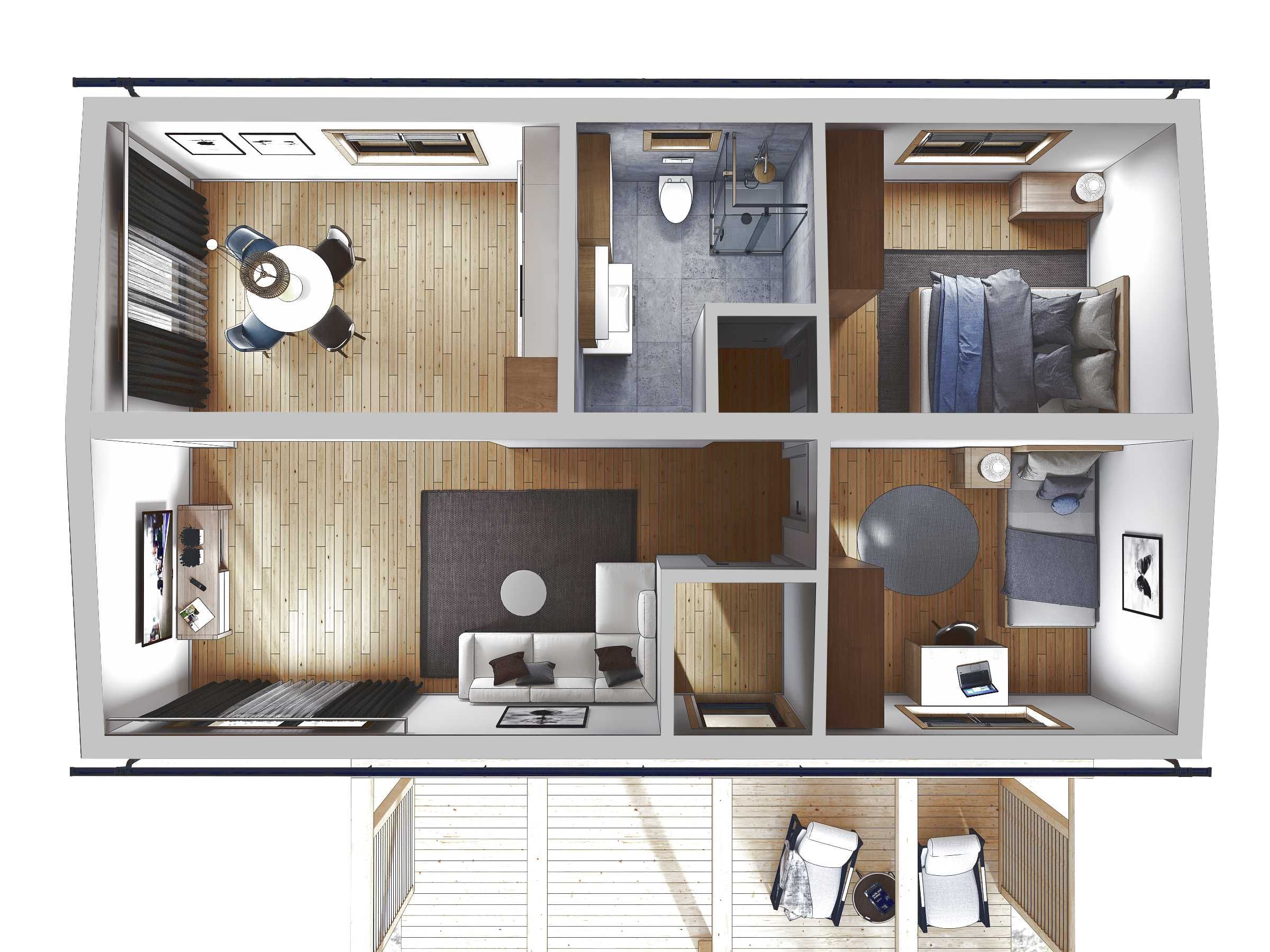 Eco Small House - Domek modułowy 65m2 całoroczny pod klucz,2x33m2, 70m