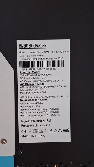 Falownik Isolar SML III 5,5 kW 48V + 5Kw Aku Agm