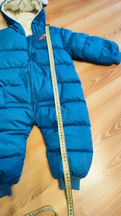 Niebieski bardzo ciepły kombinezon zimowy dla dziecka królik ocieplony