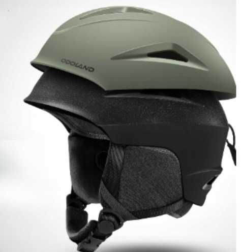 Kask Narciarski Snowboardowy z Goglami UV Odoland Khaki Rozm L 60-61cm