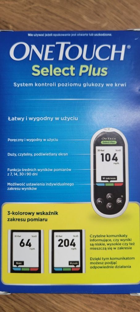 Glukometr ONETOUCH Select Plus + 50szt pasków, dzienniczek, etui grat