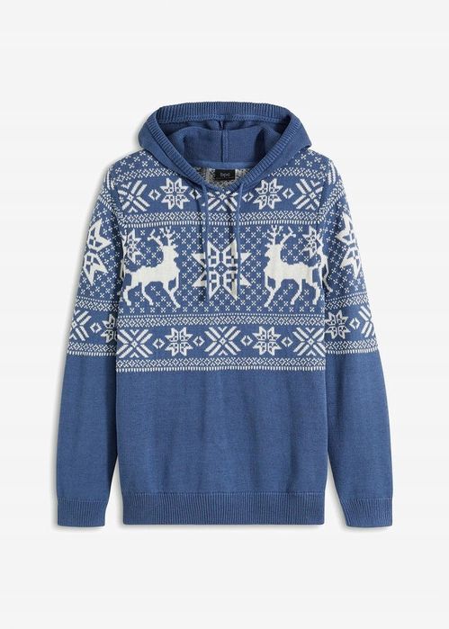 B.P.C sweter męski w norweski wzór z kapturem r.4XL