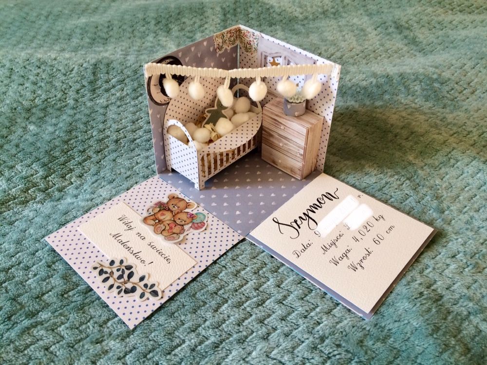 Exploding box-narodziny dziecka, handmade