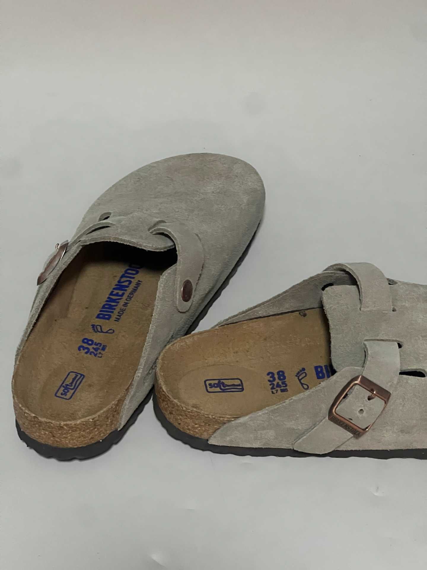 Nowe Birkenstock Boston damskie Grey Klapki R.38