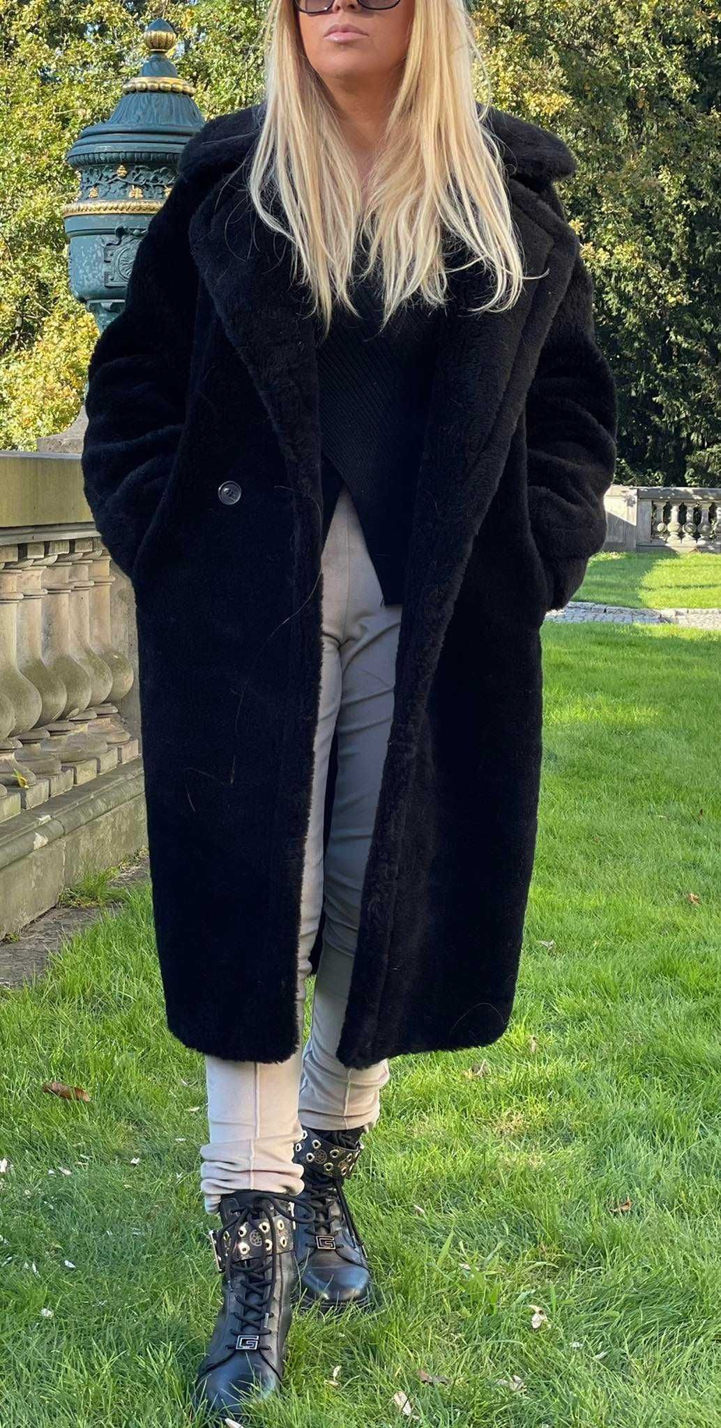 Płaszcz wełna owcza naturalna Teddy styl Max Mara kolory nowe