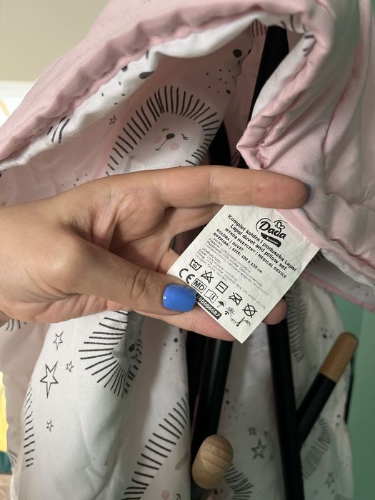 Komplet kołdra poduszka różowy pudrowy biały dada