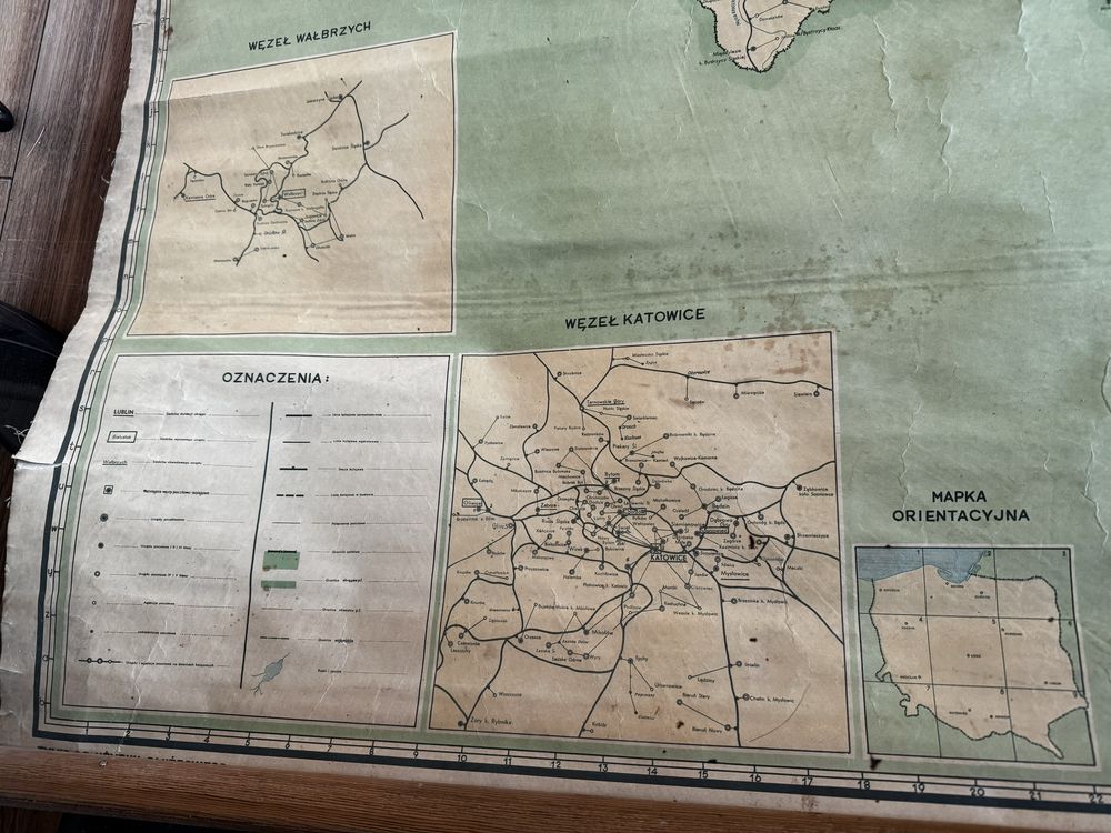 Ogromna Mapa pocztowa 1949 rok Polska prl