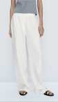Massimo Dutti Spodnie lniane jogger z gumką w pasie 40L 38M białe