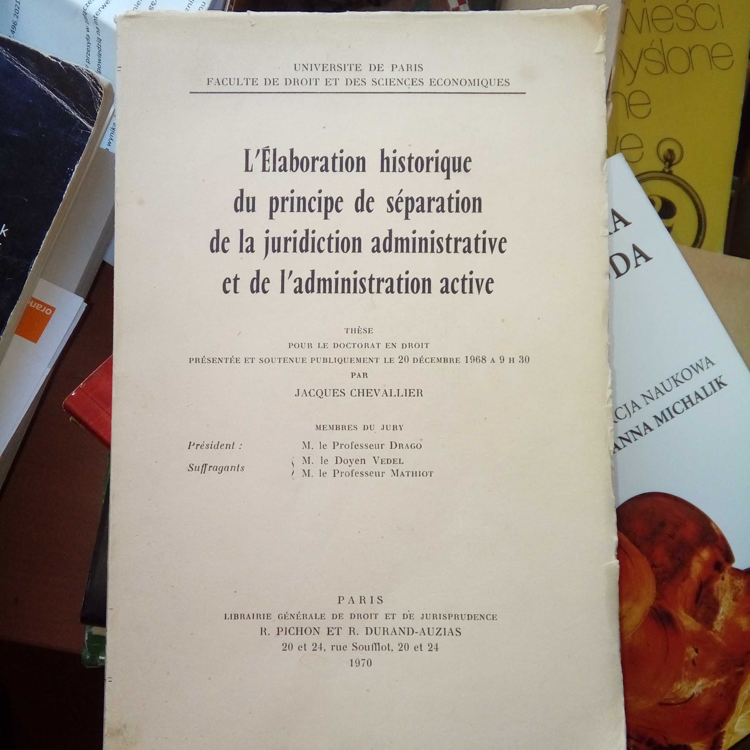 L'Elaboration historique du principe de separation