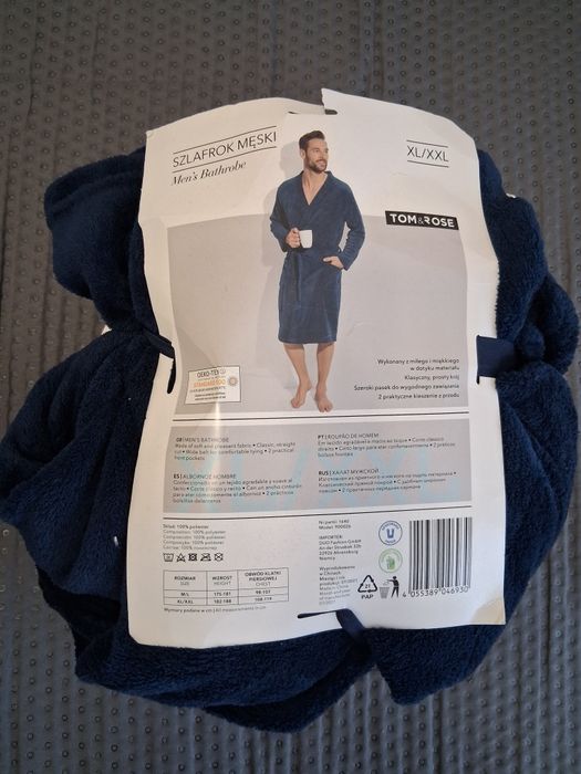 Nowy szlafrok męski Tom&Rose granatowy XL XXL
